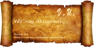 Váray Ulisszesz névjegykártya